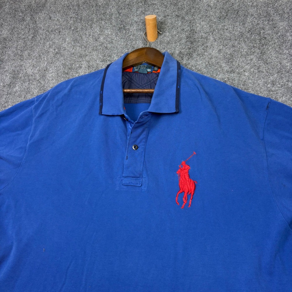 Polo Ralph Lauren Polo Shirt Mens 3XB Blue Big Pony Embroidered Cotton Short Slv